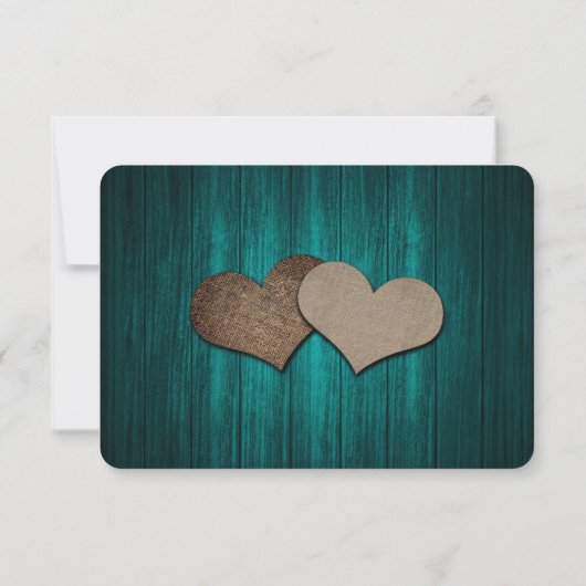 Rustic Teal Mason Jar Wood Wedding RSVP Card (裏面)