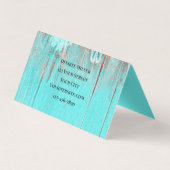 Rustic Teal Western Bull Skull Sunflowers On Wood 名刺 (裏面)