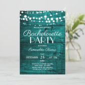 Rustic Teal Wood Bachelorette Party 招待状 (スタンド正面)