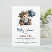 Rustic Teddy Bear Baby Shower Invitation 招待状 (スタンド正面)