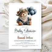 Rustic Teddy Bear Baby Shower Invitation 招待状