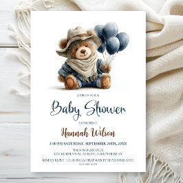 Rustic Teddy Bear Baby Shower Invitation 招待状