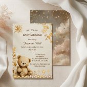 Rustic Teddy Bear Baby Shower olden Stars 招待状