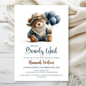 Rustic Teddy Bear We Can Bearly Wait Baby Shower 招待状