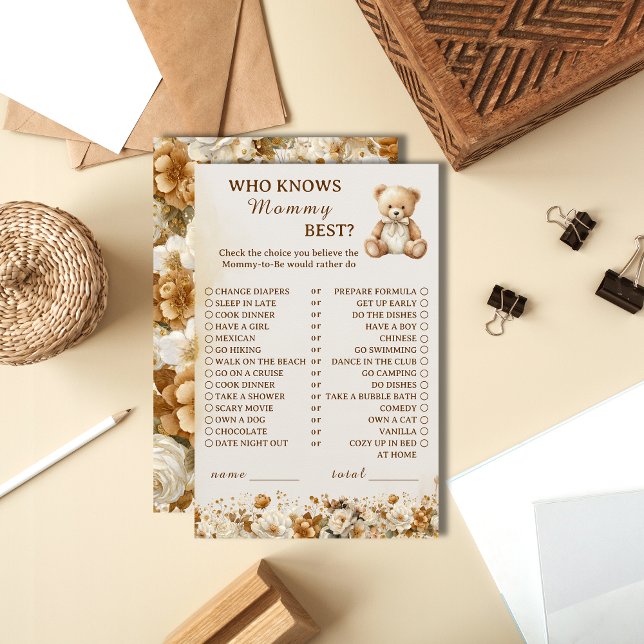 Rustic Teddy Bear Who Knows Mommy Best Baby Shower (クリエイターアップロード済み)