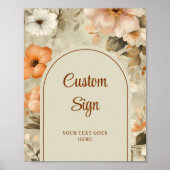 Rustic Terra Cotta Ivory Floral Custom Welcome ポスター (正面)