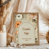 Rustic Terra Cotta Ivory Floral Custom Welcome ポスター