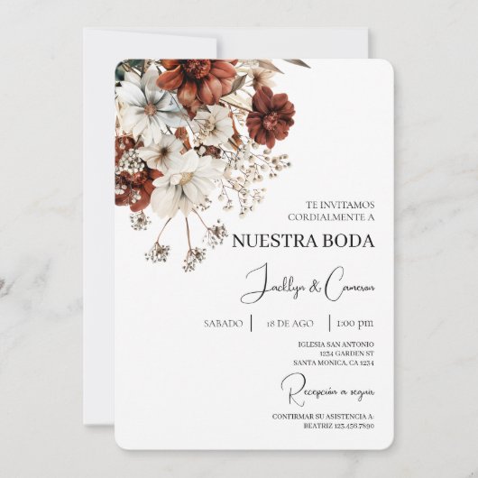 Rustic Terracota Spanish Wedding Invitation 招待状 (正面)
