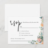 Rustic Terracotta and Orange Autumn Floral wedding 出欠カード (正面/裏面)