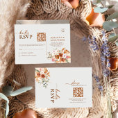 Rustic Terracotta & Blush Floral QR Code RSVP Card