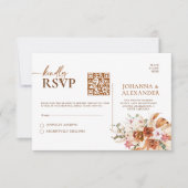 Rustic Terracotta & Blush Floral QR Code RSVP Card (正面)