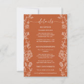 Rustic Terracotta Floral Details Enclosure Card 出欠カード (正面)