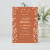 Rustic Terracotta Floral Details Enclosure Card 出欠カード (スタンド正面)