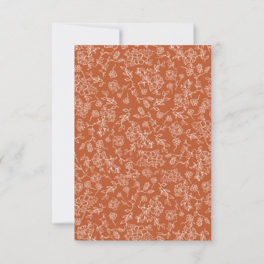 Rustic Terracotta Floral Details Enclosure Card 出欠カード (裏面)