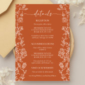 Rustic Terracotta Floral Details Enclosure Card 出欠カード