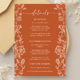 Rustic Terracotta Floral Details Enclosure Card 出欠カード