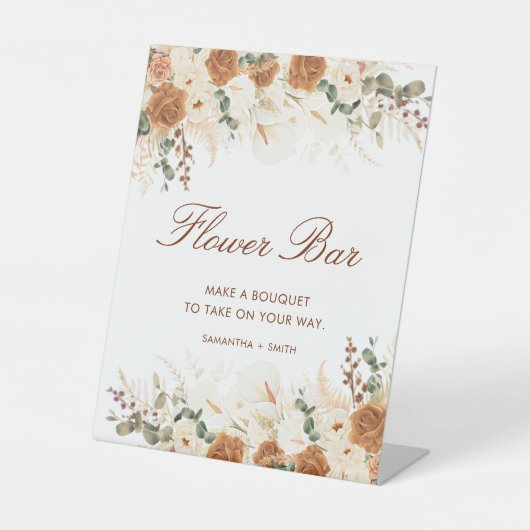 Rustic Terracotta Floral Flower Bar 台座サイン (正面)