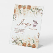 Rustic Terracotta Floral Jenga Guest Book Sign 台座サイン (正面)