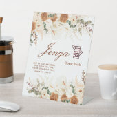 Rustic Terracotta Floral Jenga Guest Book Sign 台座サイン (インサイチュ)