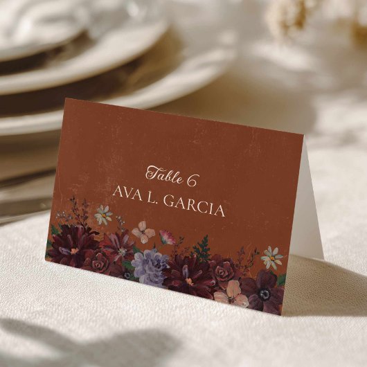 Rustic Terracotta Floral Place Cards テーブルナンバー