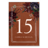 Rustic Terracotta Floral Table Number Sign テーブルナンバー (正面)