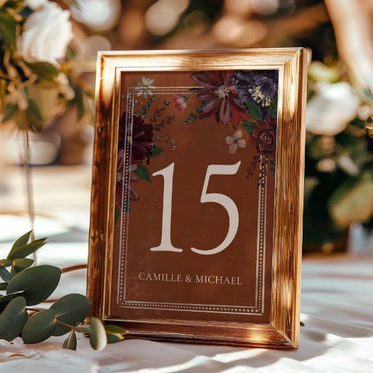 Rustic Terracotta Floral Table Number Sign テーブルナンバー