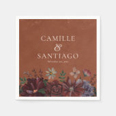 Rustic Terracotta Floral Wedding スタンダードカクテルナプキン (正面)