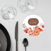Rustic Terracotta Floral Wedding Coaster ラウンドペーパーコースター