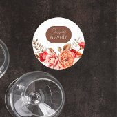 Rustic Terracotta Floral Wedding Coaster ラウンドペーパーコースター