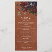 Rustic Terracotta Floral Wedding Menu Card  メニュー (正面)