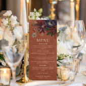 Rustic Terracotta Floral Wedding Menu Card  メニュー