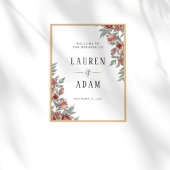 Rustic Terracotta Floral Wedding Sign ポスター