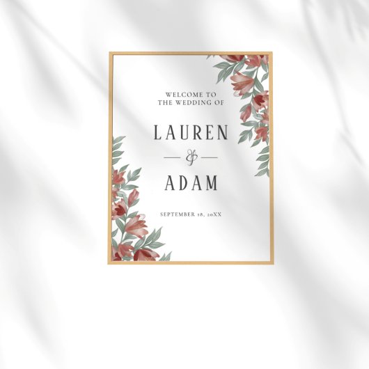 Rustic Terracotta Floral Wedding Sign ポスター