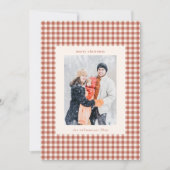 Rustic Terracotta Gingham Plaid Christmas Photo シーズンカード (正面)