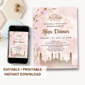 Rustic Terracotta Mosque and Floral Iftar Dinner 招待状
