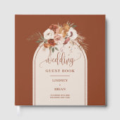 Rustic Terracotta Pampas Grass Boho Arch Wedding ゲストブック (正面)