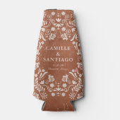 Rustic Terracotta Papel Picado Wedding ボトルクーラー (正面)