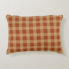 Rustic Terracotta & Tan Plaid Farmhouse Check  アクセントクッション