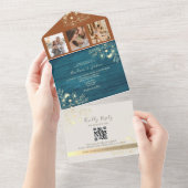 Rustic Terracotta Teal Fall Wedding オールインワン招待状 (貼ってはがせる)
