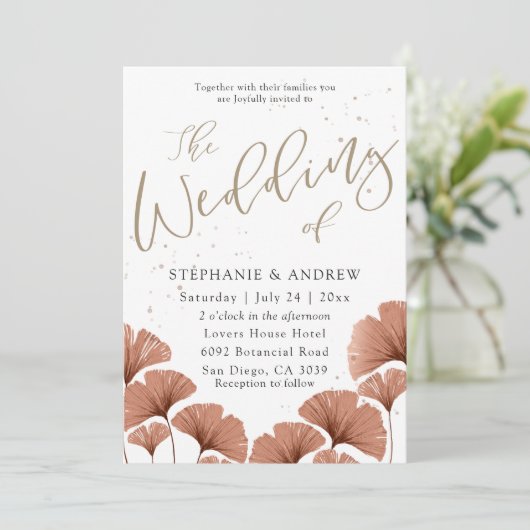 Rustic Terracotta Watercolor Botanical Wedding 招待状 (スタンド正面)