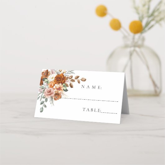 Rustic Terracotta Wedding Place & Escort Cards プレイスカード (正面)