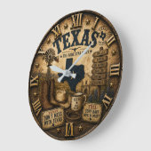 Rustic Texas Western Cowboy Lone Star State ラージ壁時計 (傾斜)