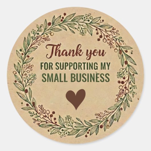 Rustic Thank You Business Sticker – Packaging Labe ラウンドシール (正面)