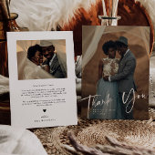 Rustic Thank You Script ウェディング 縦型 写真入り サンキューカード