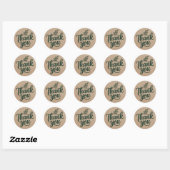 Rustic Thank You Sticker – Minimal Botanical Kraft ラウンドシール (シート)