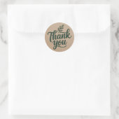 Rustic Thank You Sticker – Minimal Botanical Kraft ラウンドシール (バッグ)