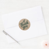 Rustic Thank You Sticker – Minimal Botanical Kraft ラウンドシール (封筒)