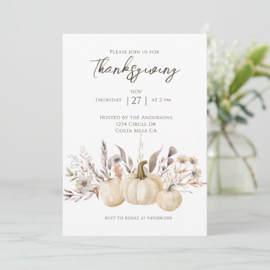 Rustic Thanksgiving Dinner Pumpkin 招待状 (スタンド正面)