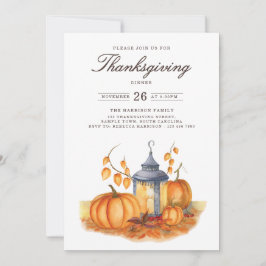 Rustic Thanksgiving Dinner Pumpkin Invitation 招待状