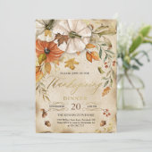 Rustic Thanksgiving Dinner Pumpkin Invitation 招待状 (スタンド正面)